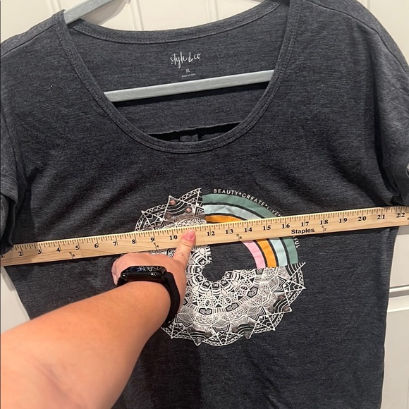 Style & Co. Graphic heathered gray Relaxed Tee - Picture 7 of 7